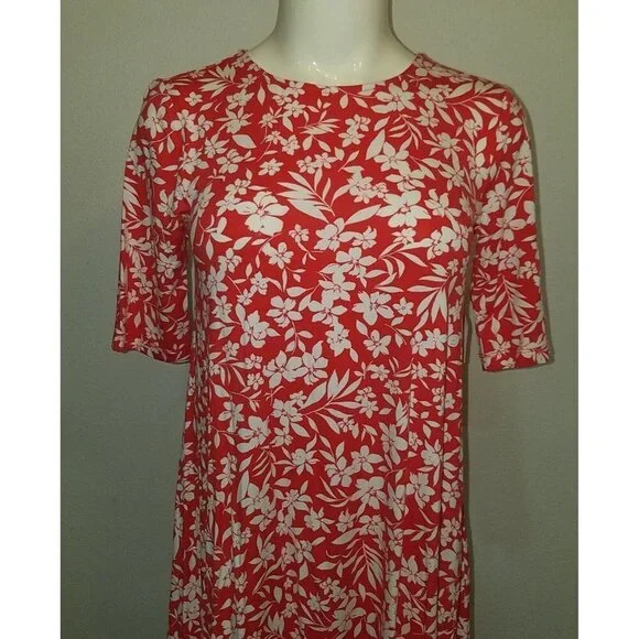 NWT Old Navy Floral Dress Size XS Short Salmon/Red + Ivory - Picture 2 of 8